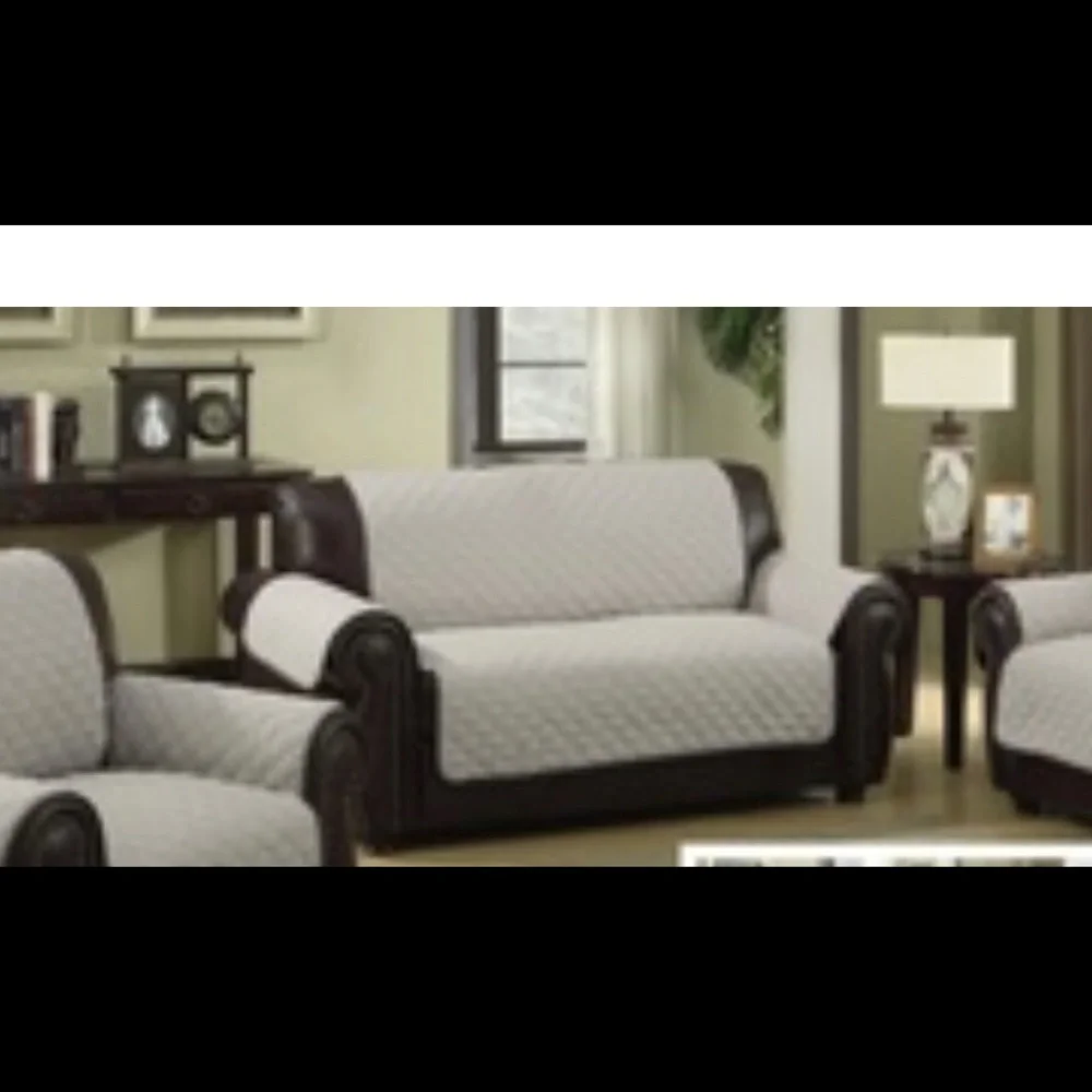 Reversible silver gray or black waterproof microfiber love chair or seat cover